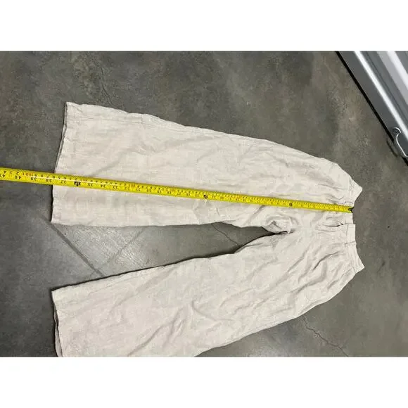 DISSH Linen Wide Leg Flowy Lined Pull On Trouser Pants Size 4 Beige Womens - Picture 2 of 5